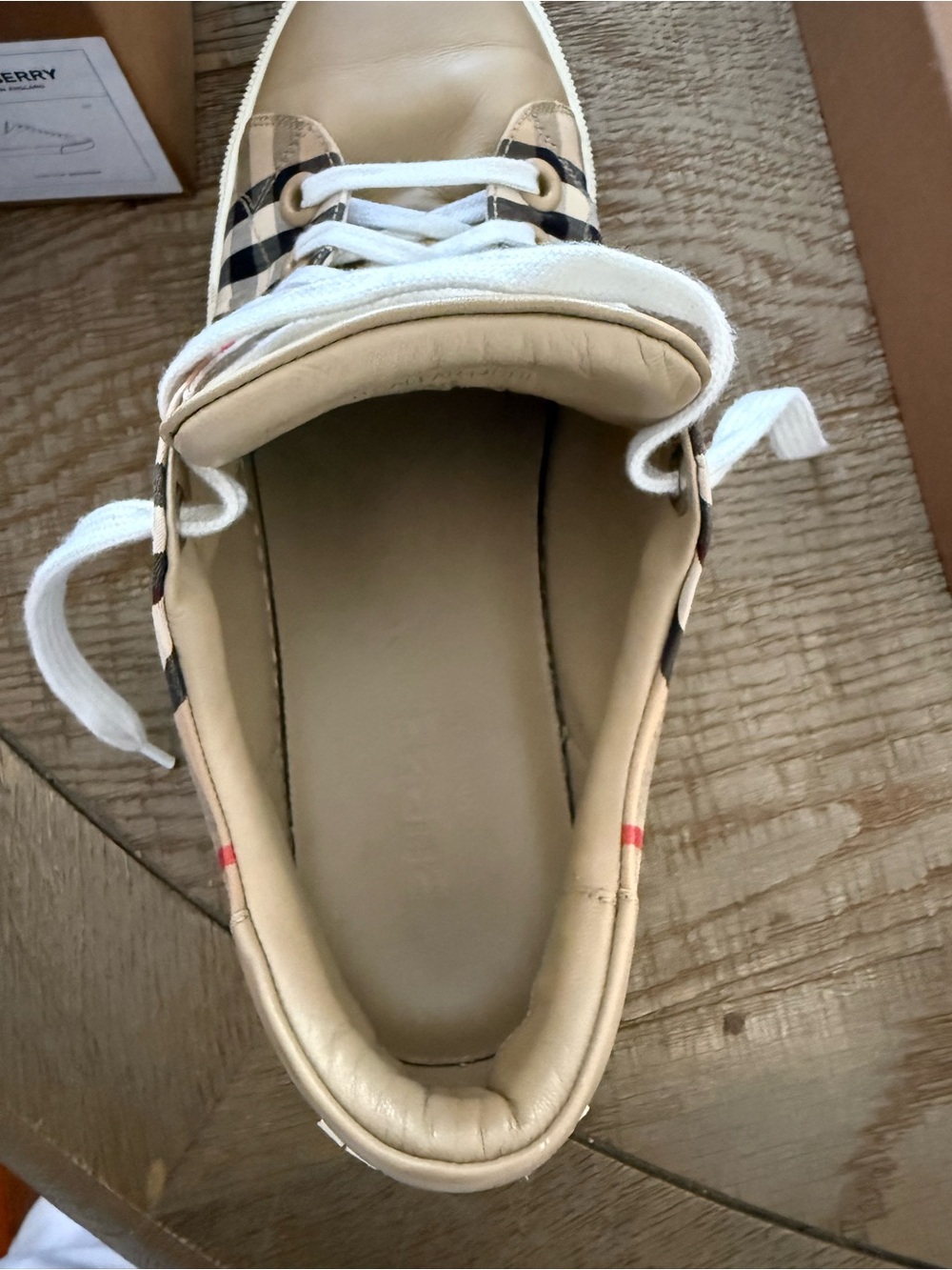 Burberry Beige/Tan Check Low-Top Sneakers - Picture 7 of 9